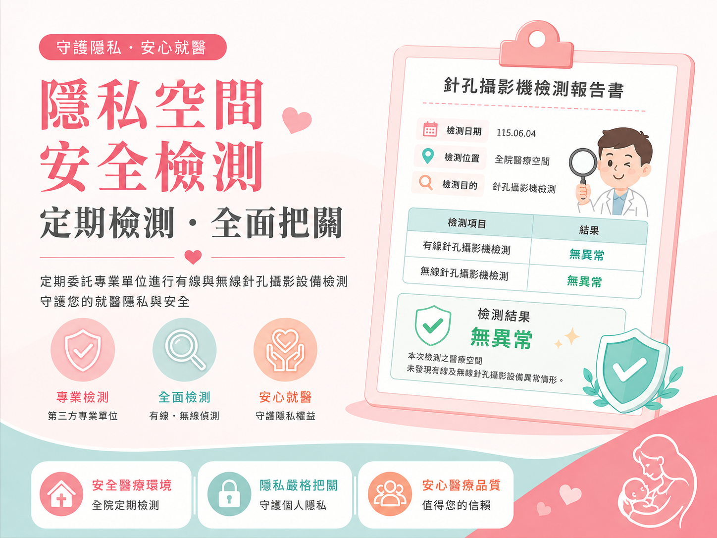 隱私空間安全檢測｜宋俊宏婦幼醫院打造安心就醫環境